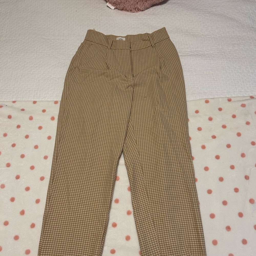 Aritzia Brown Checkered Trousers